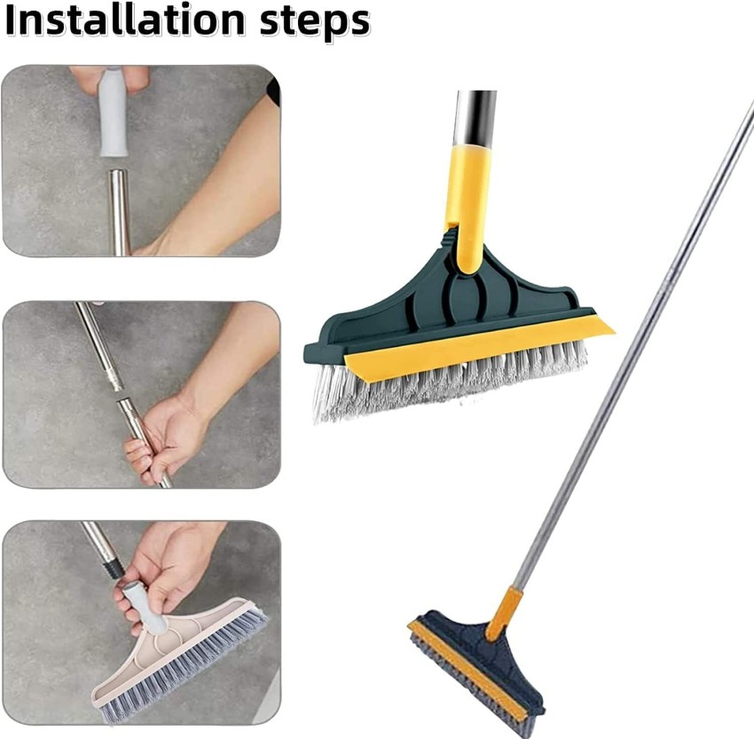 Luxafare Bathroom Cleaning Brush with Wiper 2 in 1 Tiles Cleaning