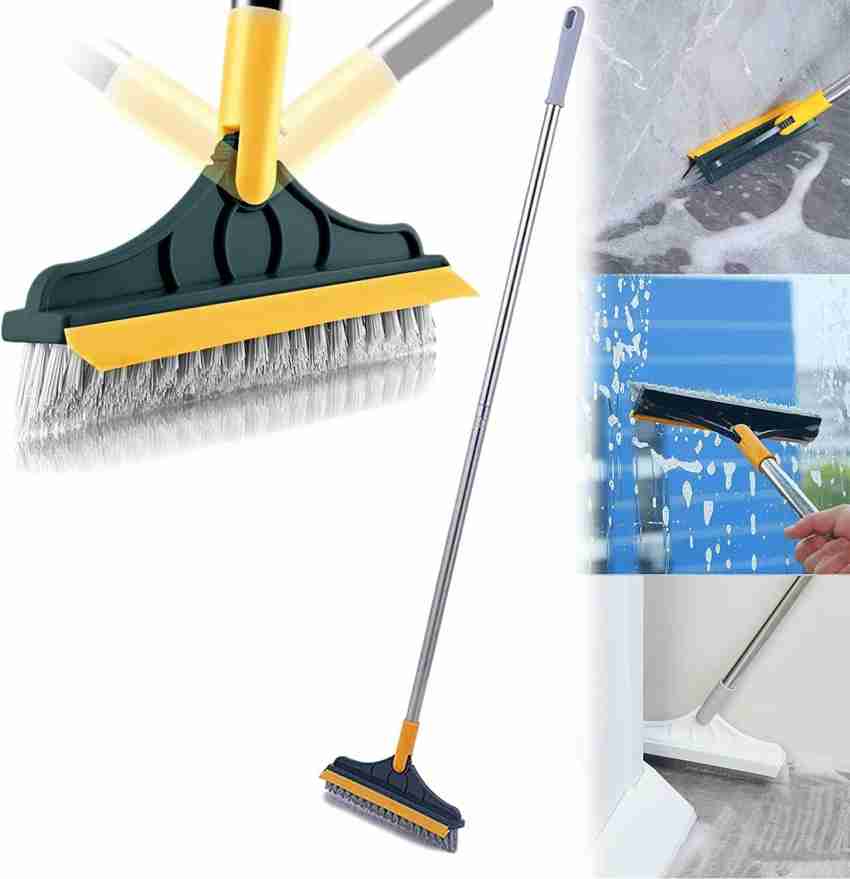 Floor Scrub Brush 2 In 1 Cleaning Long Handle Kitchen Bathroom Tools Gap  Crevice Squeegee Toilet Broom Mop For Scraping Rotating