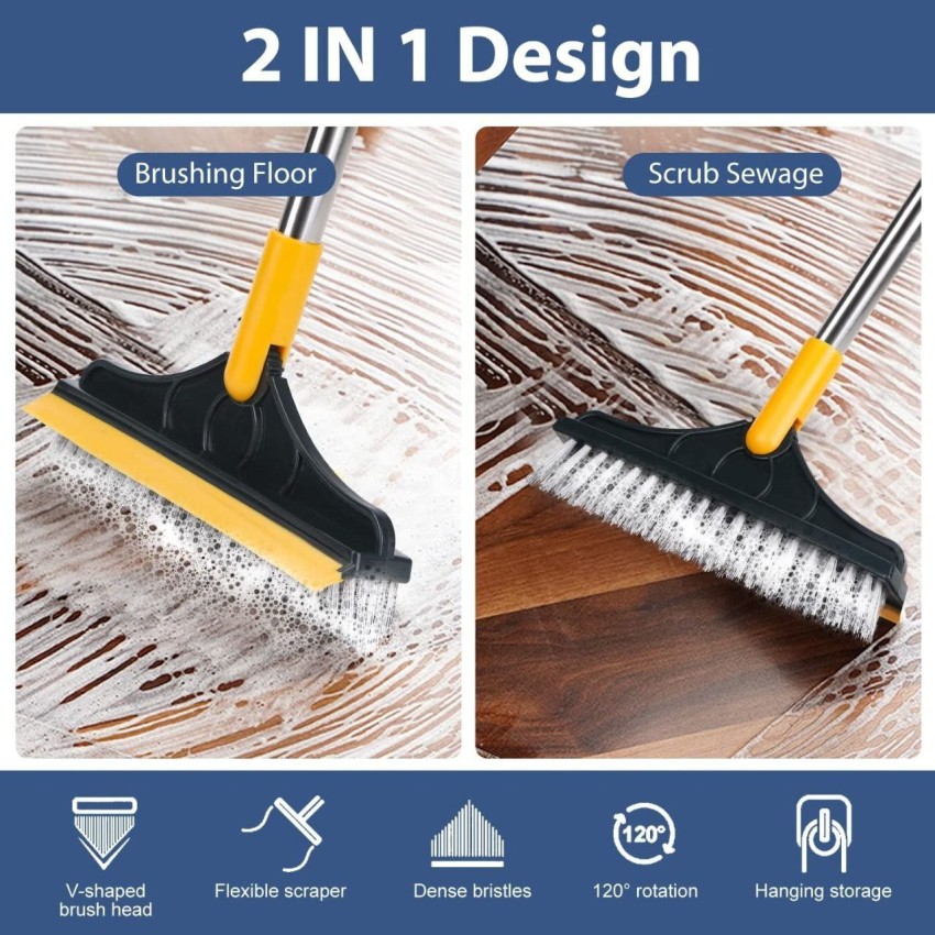 Rotating Bathroom Kitchen Floor Crevice Cleaning Brush Long Handle