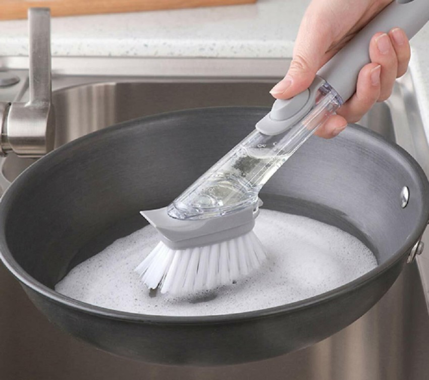 Long Handle Dish Brush Liquid Soap Dispenser Cleaner Dish Scrubber