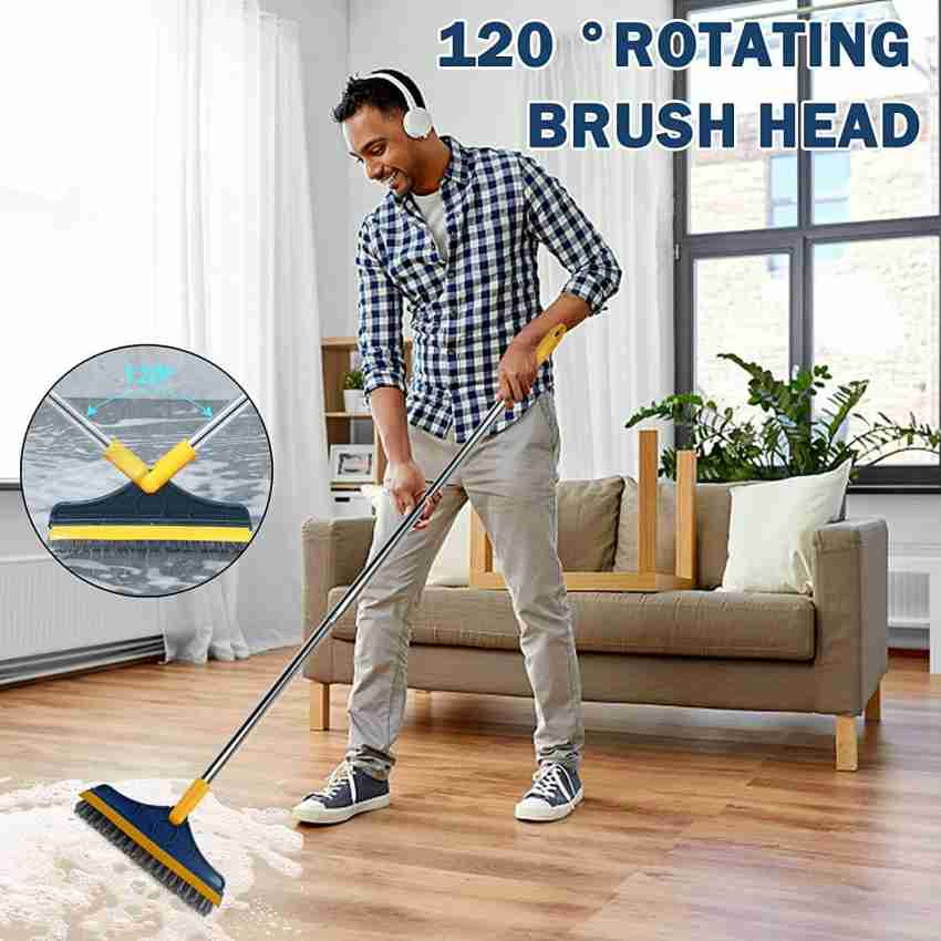 Purabelle Bathroom Brush Cleaning Brush with Wiper 2in1 Tiles Floor Scrub  with Long Handle Plastic Wet and Dry Brush Price in India - Buy Purabelle Bathroom  Brush Cleaning Brush with Wiper 2in1