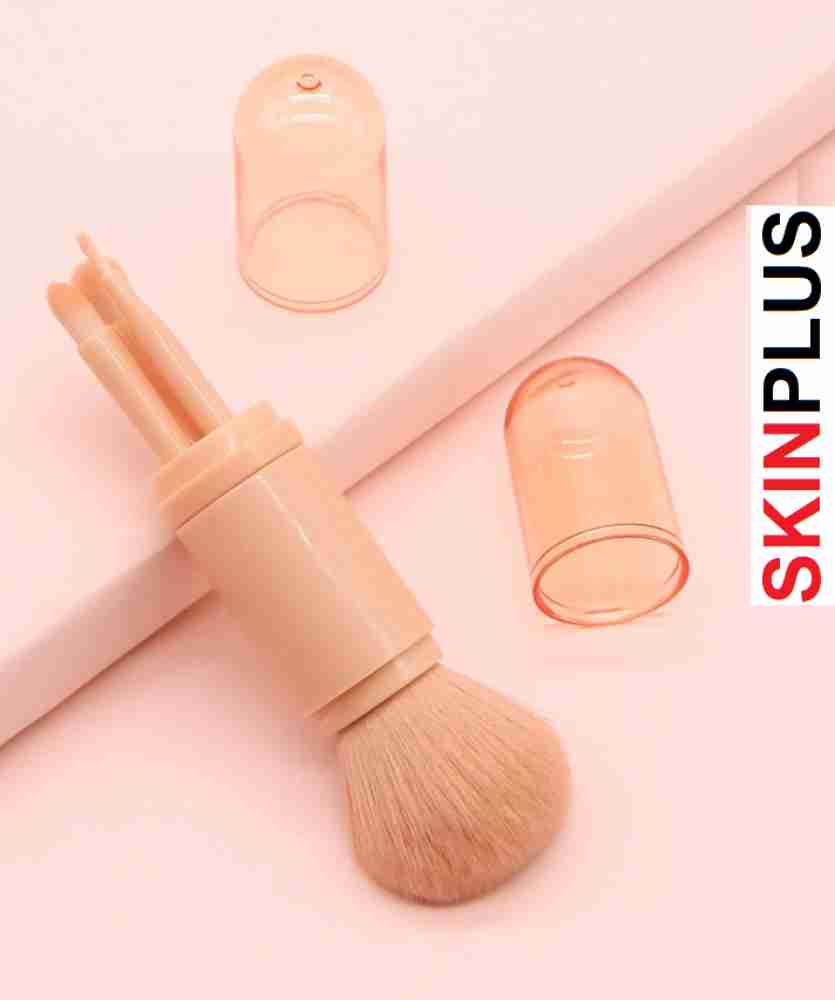 Small Makeup Brush Set Pink - 4 in 1 Portable Travel Lip Brush