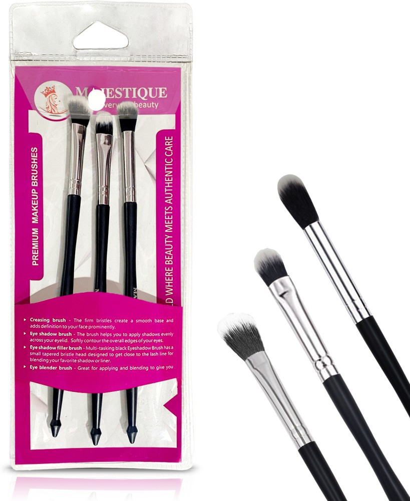 MAJESTIQUE 3pc Makeup Brush Set, Shader, Concealer, Blush, Complexion,  Domed Shadow, Crease - Price in India, Buy MAJESTIQUE 3pc Makeup Brush Set,  Shader, Concealer, Blush, Complexion, Domed Shadow, Crease Online In India