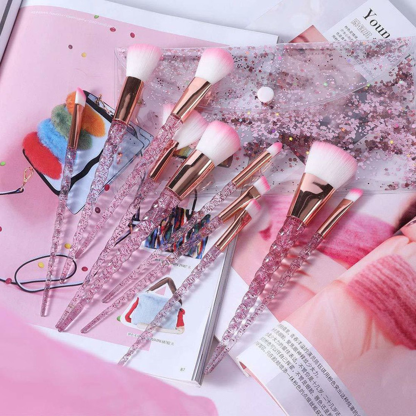 STUNHUB Makeup Brushes Set 10 PCS Crystal Transparent Handle Powder Foundation Brush Concealer Eye Shadow Eyeliner Eyebrow Brush for Girls Ideal Beauty Tool for Women Price in India Buy STUNHUB Makeup