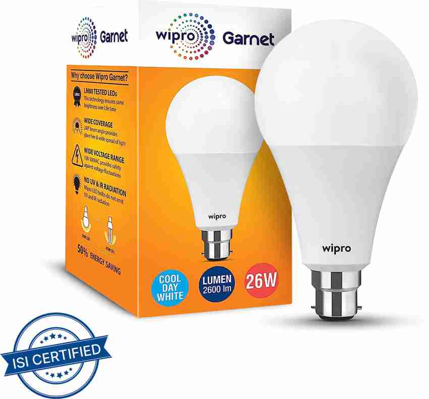 Wipro 26 W Basic Standard B22 LED Bulb Price in India Buy Wipro 26 W Basic Standard B22 LED Bulb online at Flipkart