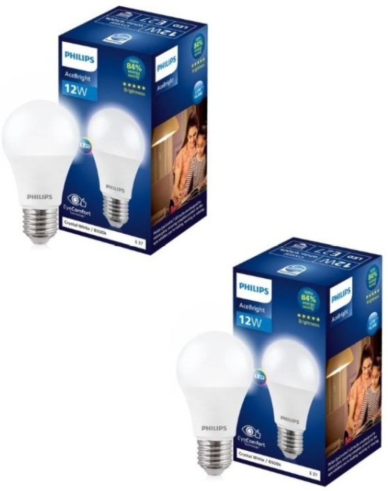 Buy Philips Ace Saver Base E27 9-Watt LED Bulb (Pack of 2, Crystal White)  Online at Low Prices in India 