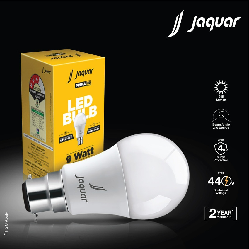Jaquar 9 W Basic Standard B22 LED Bulb Price in India Buy Jaquar 9 W Basic Standard B22 LED Bulb online at Flipkart