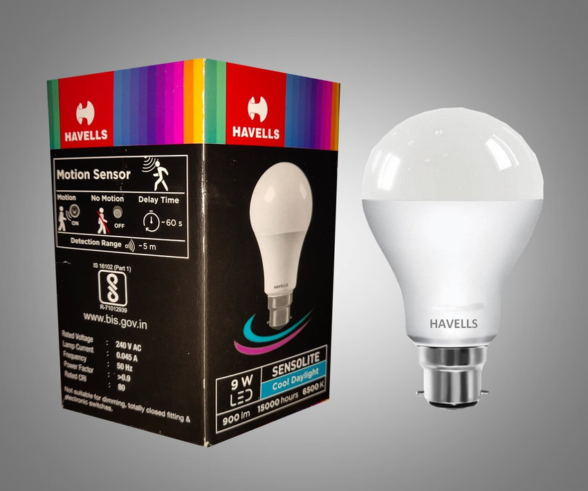 HAVELLS 9 W Motion Sensor Round B22 LED Bulb Price in India Buy HAVELLS 9 W Motion Sensor Round B22 LED Bulb online at Flipkart