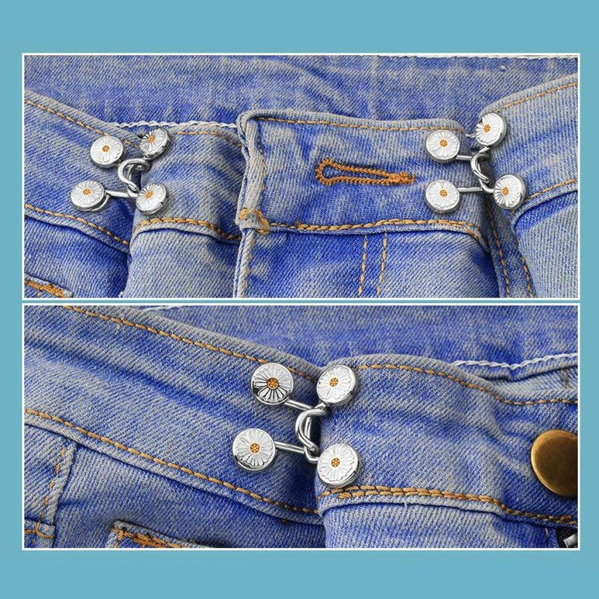 1Set Nail-free Metal Jeans Button Snaps Detachable Pants Clips