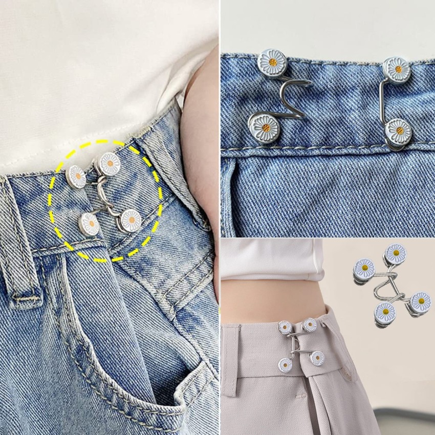 8 Sets Pant Waist Tightener, Detachable Jean Buttons for Loose Jeans,  Adjustable Jean Button Waist Buckle Set, No Sewing Required, Perfect Fit  Instant