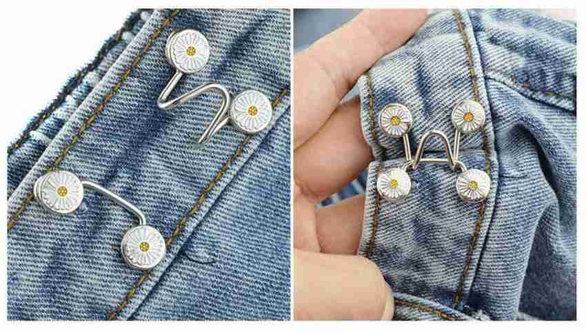 1pc Adjustable Denim Material Waist Extender Button for Jeans and Skirt,  Random Color Metal Button 2 Button Holes Button Extender
