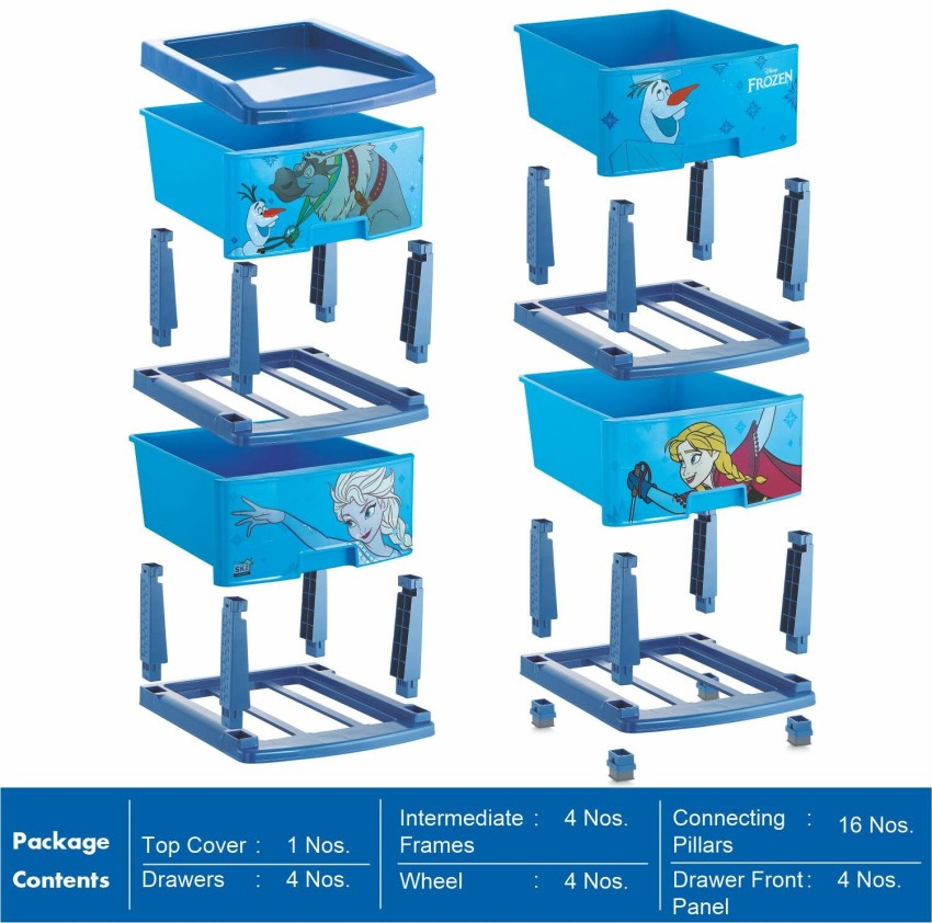 kistapo SKI Frozen Four chest Organizer Drawer Storage For Kids  Wheels  Included Plastic Free Standing Chest of Drawers Price in India - Buy  kistapo SKI Frozen Four chest Organizer Drawer Storage