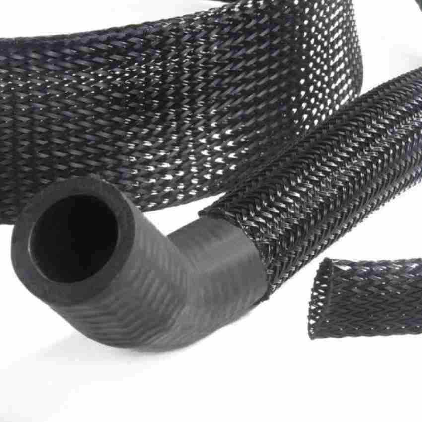 rtsense 6mm-(6 Meter) Black Polyester Nylon Braided sleeve, Wire sleeve  Expandable Cable Sleeve (6 mm)