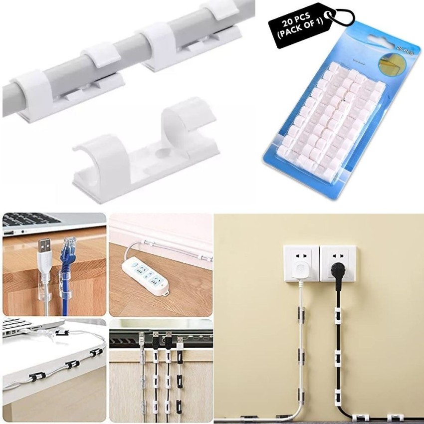 ALWAFLI Cable clips Cable Organizer,Wire Clips for Wall, Wire Holder Clips  Pack of 20Pcs Plastic Hook & Loop Cable Tie