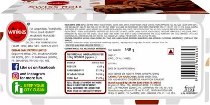 Buy Winkies Cake Chocolate Cake Slice 110 Gm Online At Best Price of Rs  28.5 - bigbasket