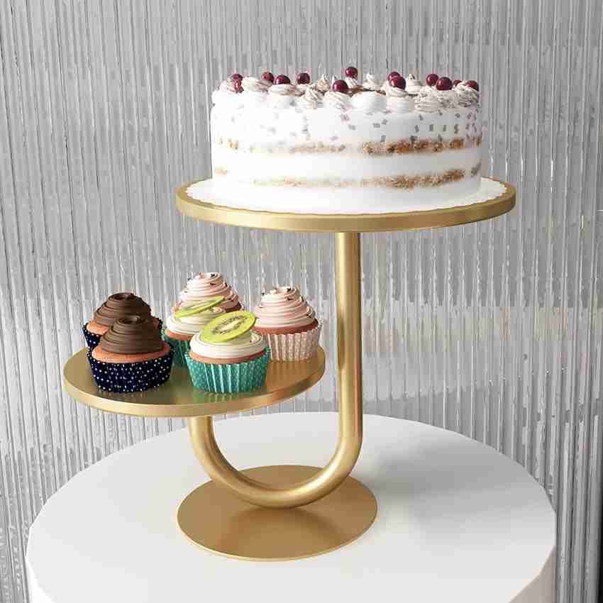 noble foods 2 Tier Gold Cake Stand, Round Cupcake Stand for Parties, 10/8  Inch, Metal Brass Cake Server Price in India - Buy noble foods 2 Tier Gold Cake  Stand, Round Cupcake