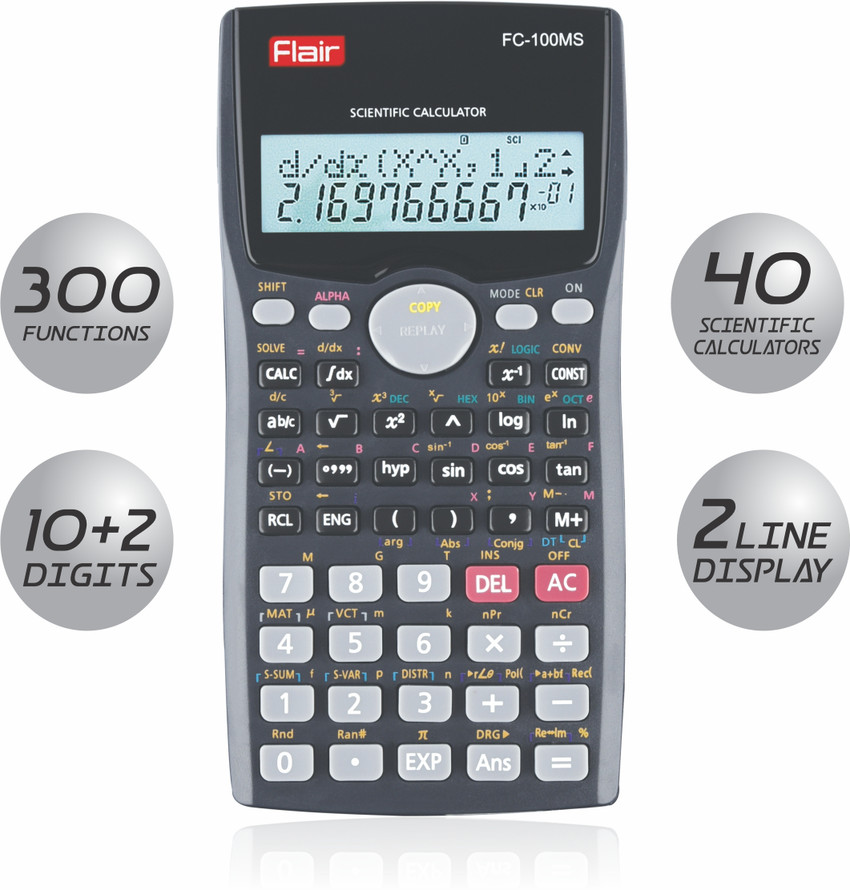 Flipkart FLAIR 100 MS FC Desktop Series 10 2 Digits 300 Functions With 2 Line Display Scientific Calculator Scientific