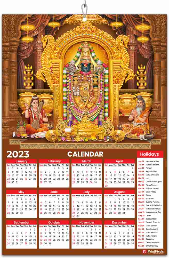 printfixels Lord Tirupati Balaji|13x19 inch|Non Tearable-WaterDrop  Resistant 2023 Wall Calendar Price in India - Buy printfixels Lord Tirupati  Balaji|13x19 inch|Non Tearable-WaterDrop Resistant 2023 Wall Calendar  online at Flipkart.com