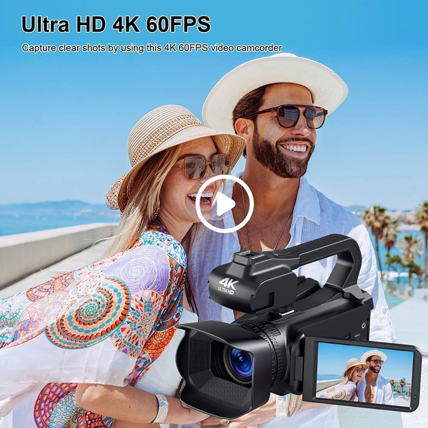 UHD 4k Video Camera Camcorder with 18X Digital Zoom,64MP Digital Camera  Recorder,4.0-inch Rotating Touchscreen,Microphone,Remote Control,64GB SD