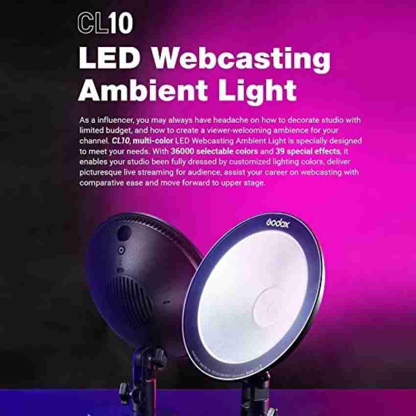 Godox CL10 RGB Ambient Light, 36000 Colors LED RGB Atmosphere Background  Light with 39 Special Light Effects, Studio Decorate Light with APP/Remote