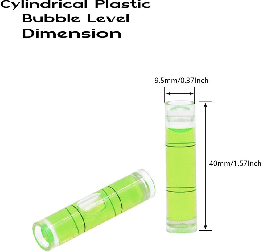 UNIXAA Cylindrical Plastic Bubble Spirit Level Vials for Level of