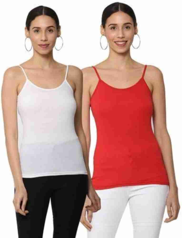 Ladies Stretchy Camisole- White & Red -2pieces