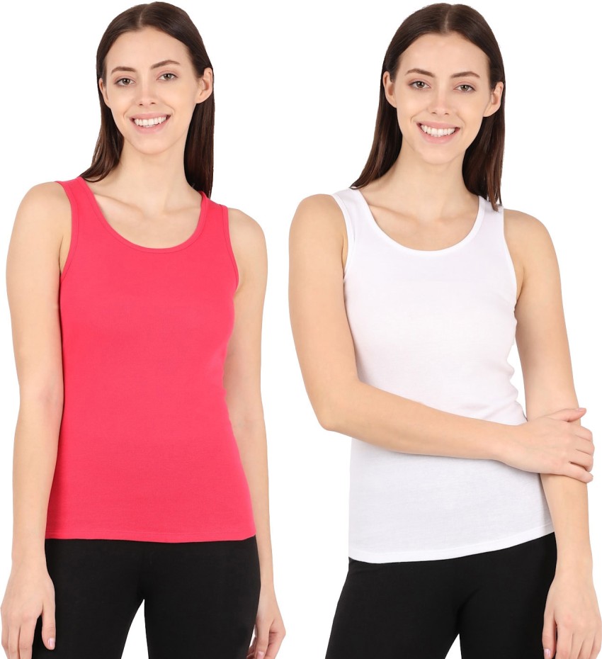 Buy Women's Super Combed Cotton Rib Fabric Slim Fit Solid Tank Top - Blush  Pink A113