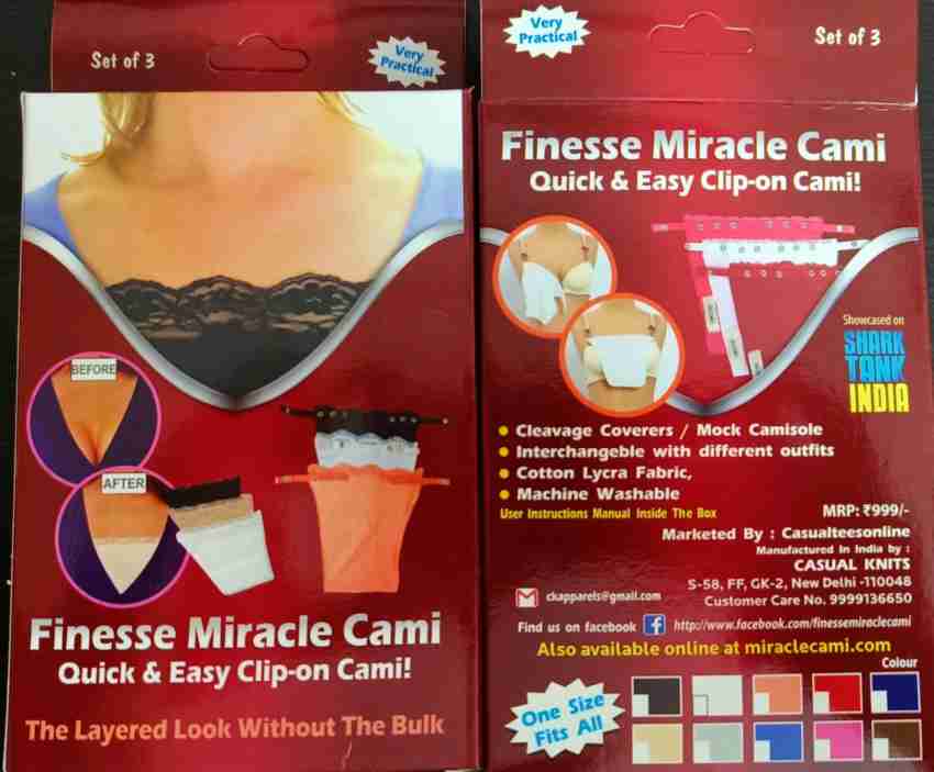 Buy Finesse Cotton Clip-on Mock Camisole Deep Neck Cleavage Cover. Set of 2  at