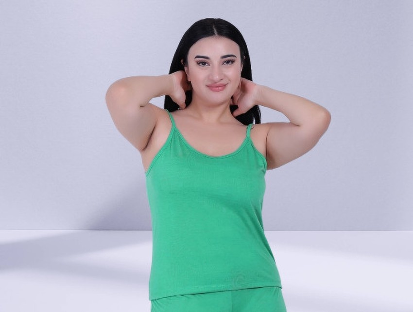 [4 pack] Women Long Camisole Tank Tops Cotton Basic Cami Tops W/ Straps S ~  3XL