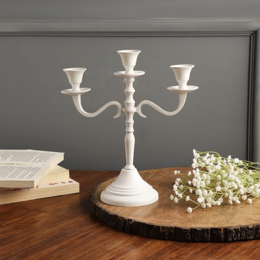 VoiDrop Three Arm Candelabra Tall -Glossy Taper Candle Holders