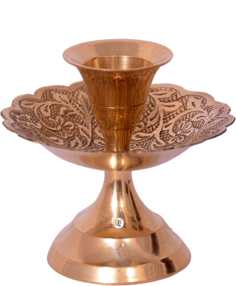 KDT Gold Brass Small Shamadan Candle Holder Brass Tea Light Candle
