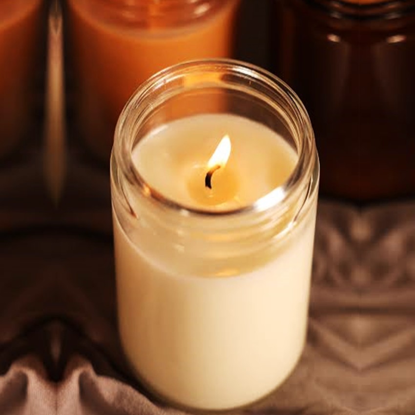 Soy Wax Candle In A Clear Glass Jar