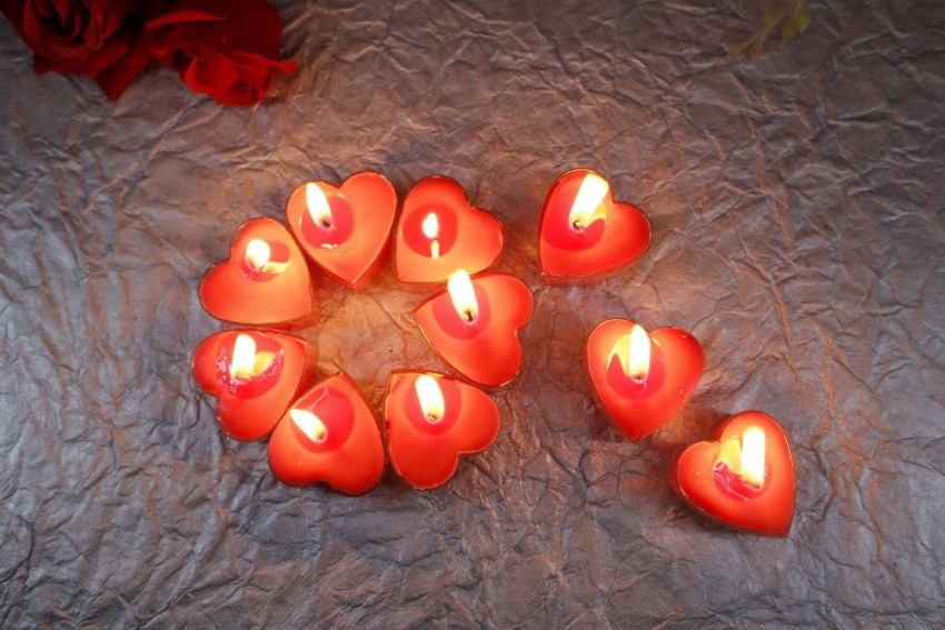 Red Heart Shaped Tea Light Candles