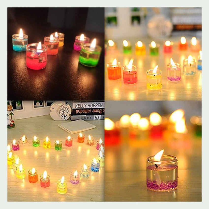 Small Multicolour Smokeless Mini Cute Little Glass Jelly Gel Candle Pack of  12