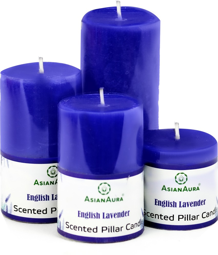 Flipkart SmartBuy Pack of 4 Scented Pillar Candles English Lavender Candle  Candle Price in India - Buy Flipkart SmartBuy Pack of 4 Scented Pillar  Candles English Lavender Candle Candle online at