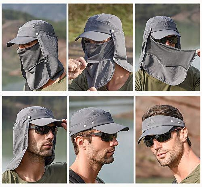 GUSTAVE® Fashion Summer Outdoor Sun Protection Fishing Cap Neck Face Flap  Hat Wide Brim Unisex