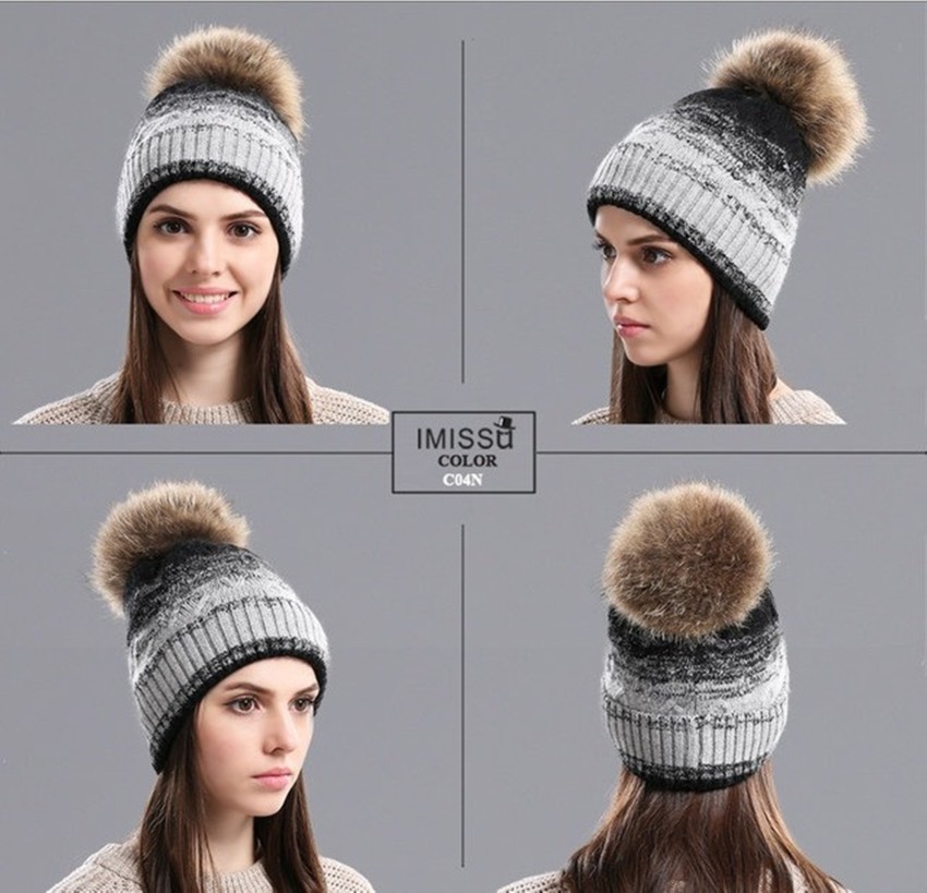 Angxiong Winter Hats for Women Woman Warm Winter Beanies Landlord Hat Stree  財布、帽子、ファッション小物