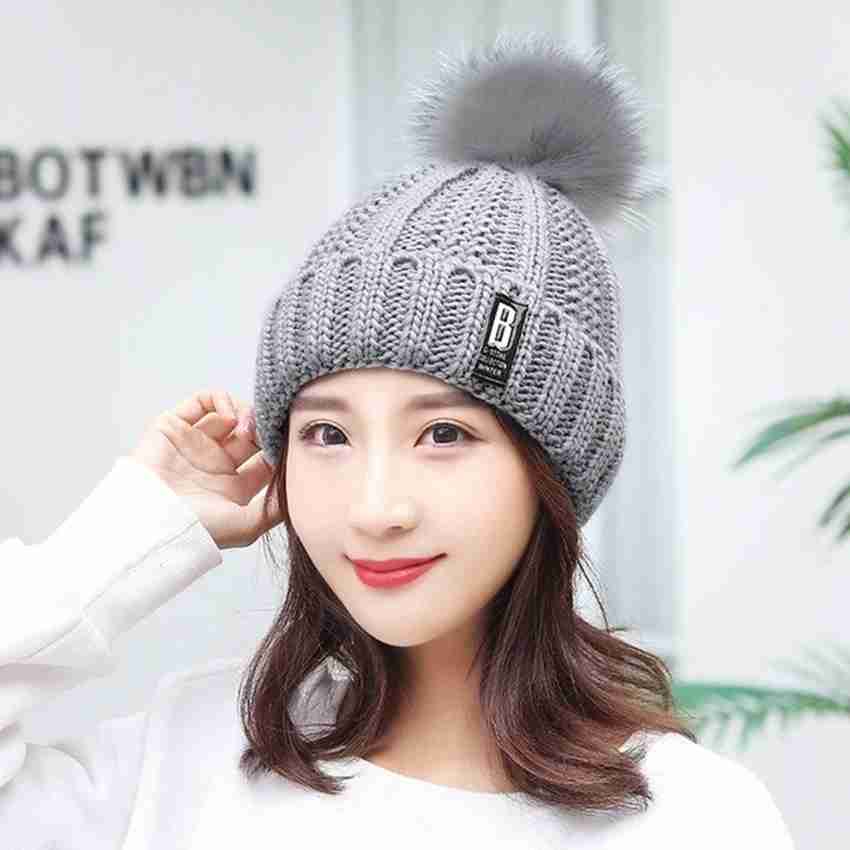REFFER Woolen Beanie Cap with Scarf Set Stretch Warm Inside Fur Lining for girls Women Beanie Cap Buy REFFER Woolen Beanie Cap with Scarf Set Stretch Warm Inside Fur Lining for girls Women Beanie Cap