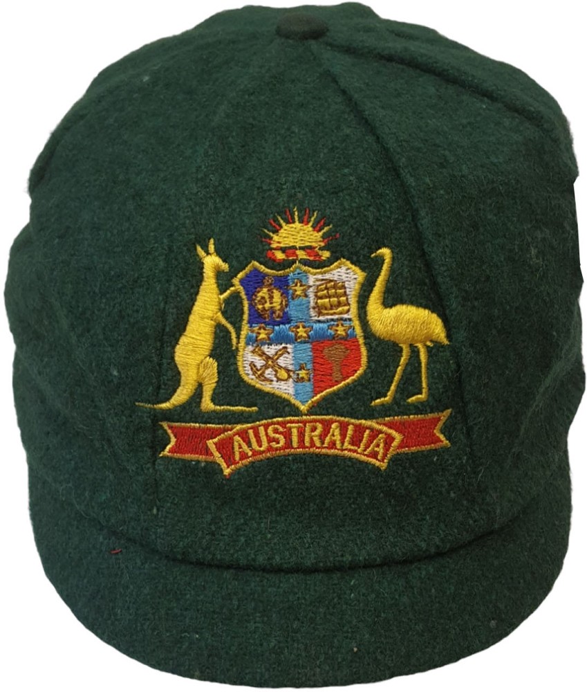 8 panel baggy cricket cap in dark green melton wool. Fitted to any size,  old english embroidered logo, any letter available.