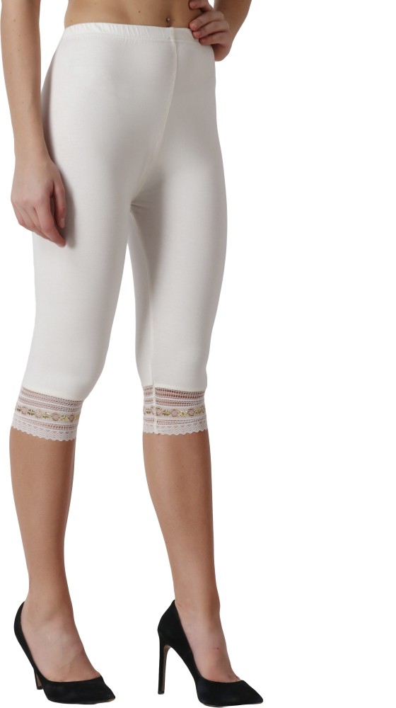 aakrushi Capri leggings Lace Women White, White Capri