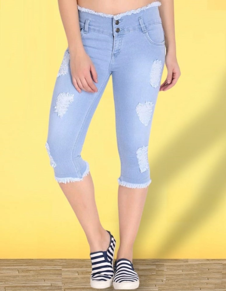 Ladies denim capri on sale jeans