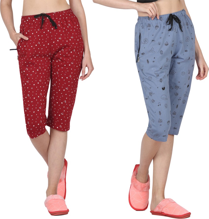 Sirtex Eazy Women's Cotton Printed Capri Pants For Women & Girls