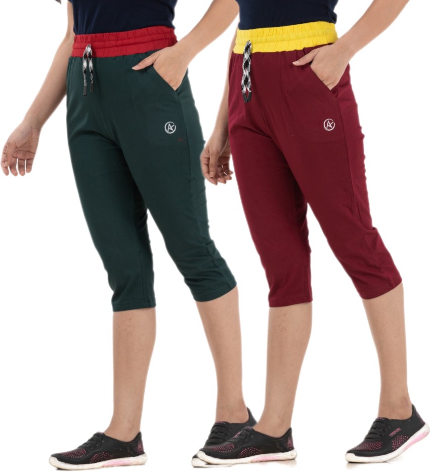 STYLE AK Women Green, Red Capri - Buy STYLE AK Women Green, Red Capri Online  at Best Prices in India