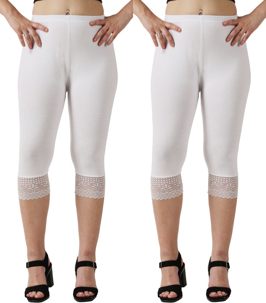 aakrushi Capri leggings Lace Women White, White Capri
