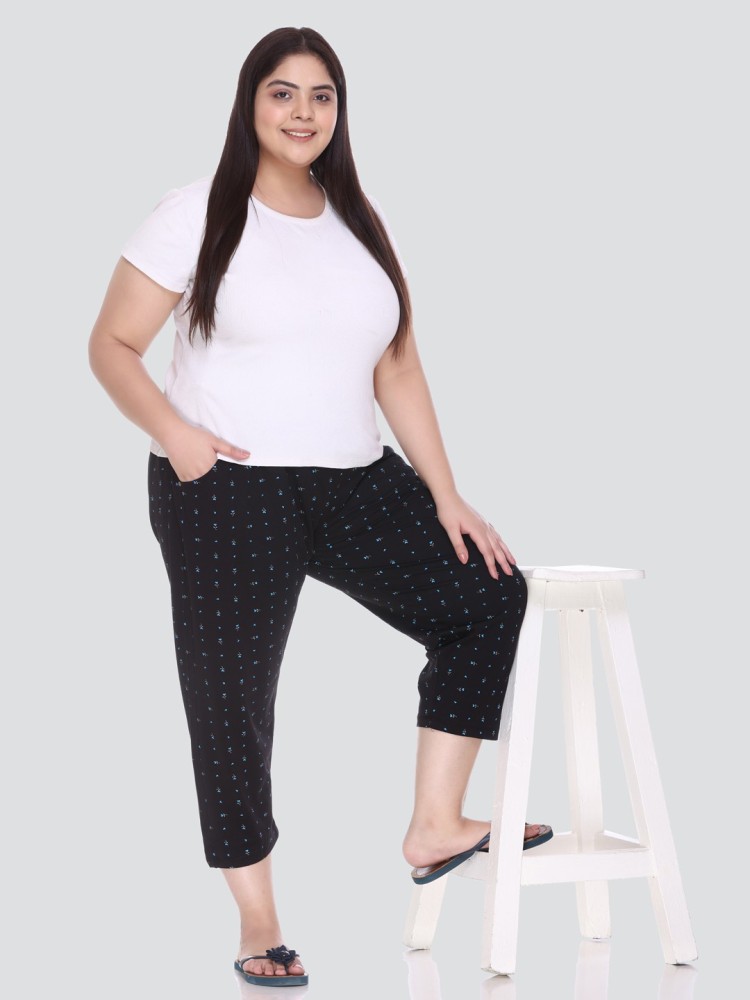 Buy ZERDOCEAN Womens Plus Size Yoga Capri Pants Lounge Indoor Casual Comfy  Relaxed Joggers with Pockets Black 1X at Amazonin