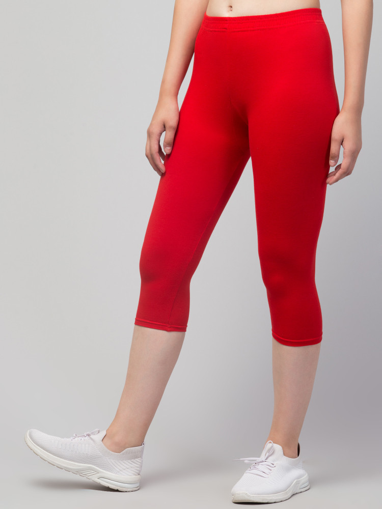 Girls red capri leggings best sale