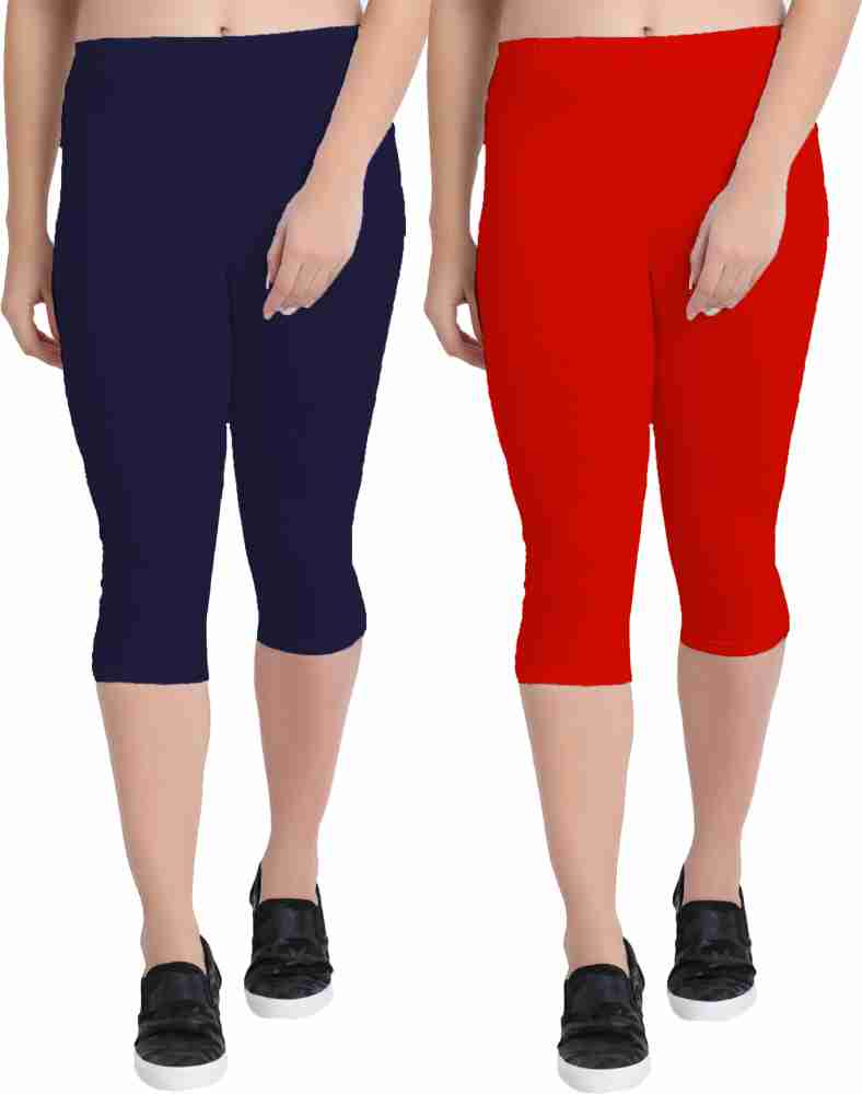 Buy online Women Red Printed Capri from Capris & Leggings for Women by Myo  for ₹369 at 54% off