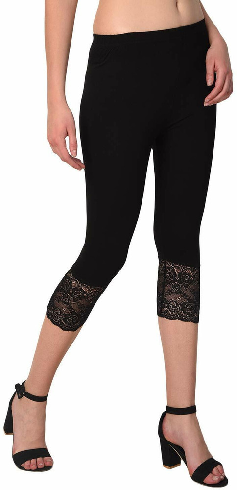 Pixie Lace Capri Leggings Women Black Black Capri Buy Pixie