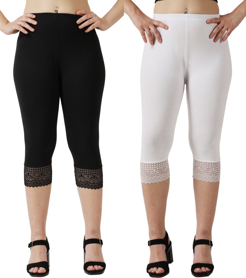 aakrushi Capri leggings Lace Women Black, White Capri - Buy aakrushi Capri  leggings Lace Women Black, White Capri Online at Best Prices in India