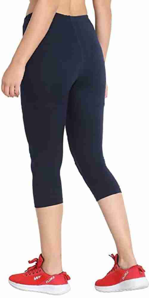 Grand-Kids Solid Stretchy Capri Leggings - Medium Black